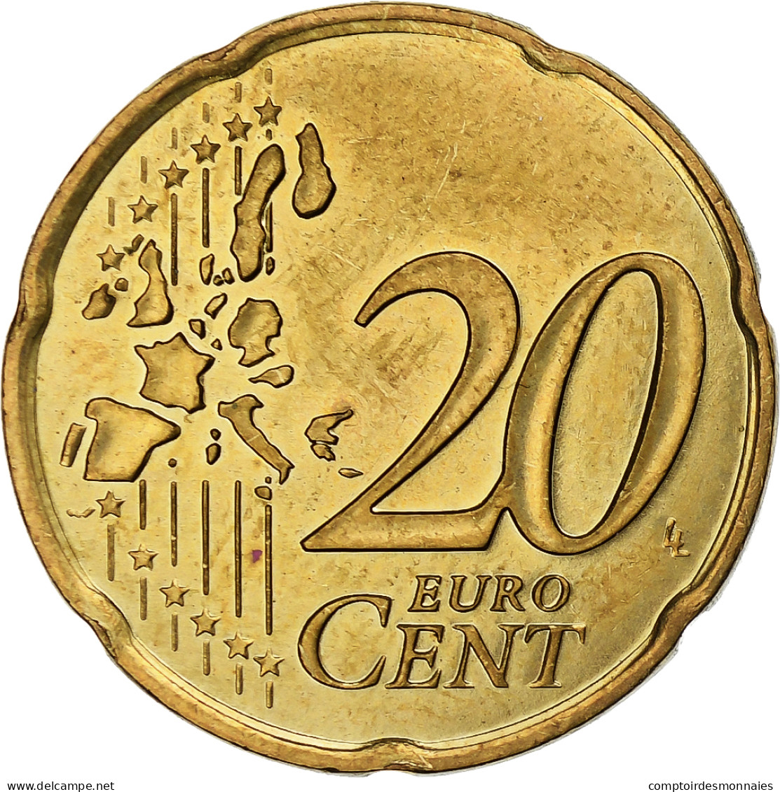 France, Rainier III, 20 Euro Cent, 2001, Paris, Or Nordique, SPL+, KM:171 - France