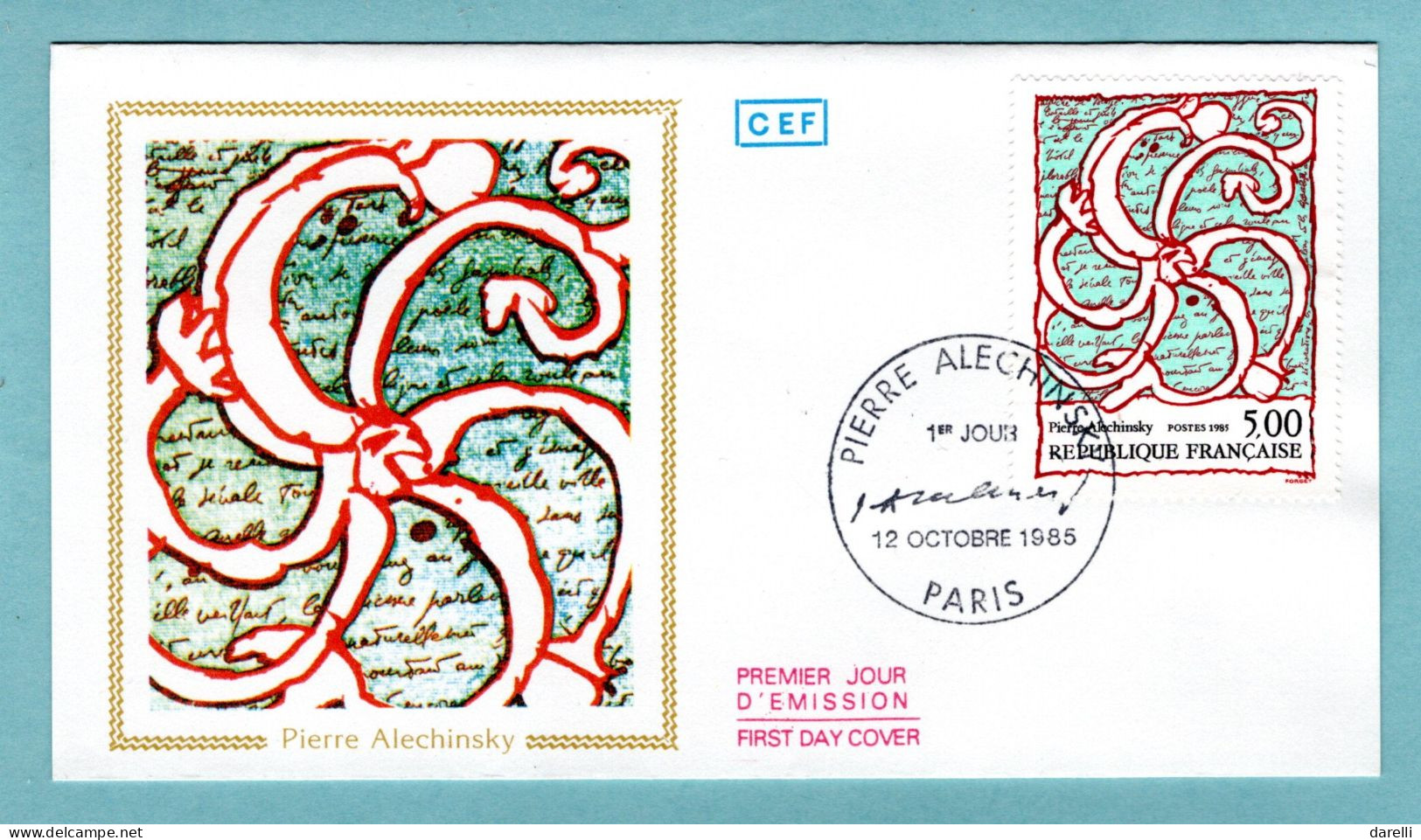 FDC France 1985 - Roue D'écriture - Pierre Alechinsky YT 2382 - 75 Paris - 1980-1989