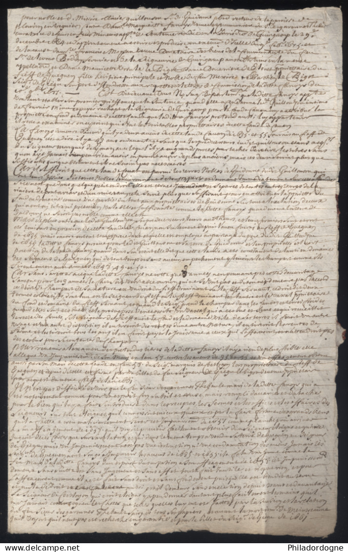 1673 Lettre Complète Avec Correspondance De Vannes Pour Lannion - Taxe 3 (peut Etre Envoyée Avec Ou Sans L'encart) - ....-1700: Précurseurs