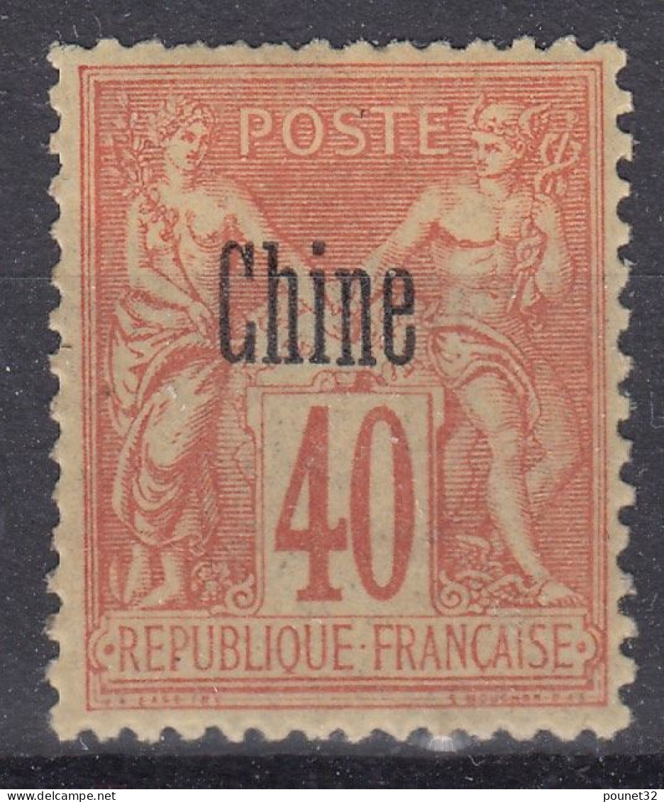 TIMBRE CHINE TYPE SAGE 40c ROUGE-ORANGE N° 10 NEUF * GOMME AVEC CHARNIERE - Neufs