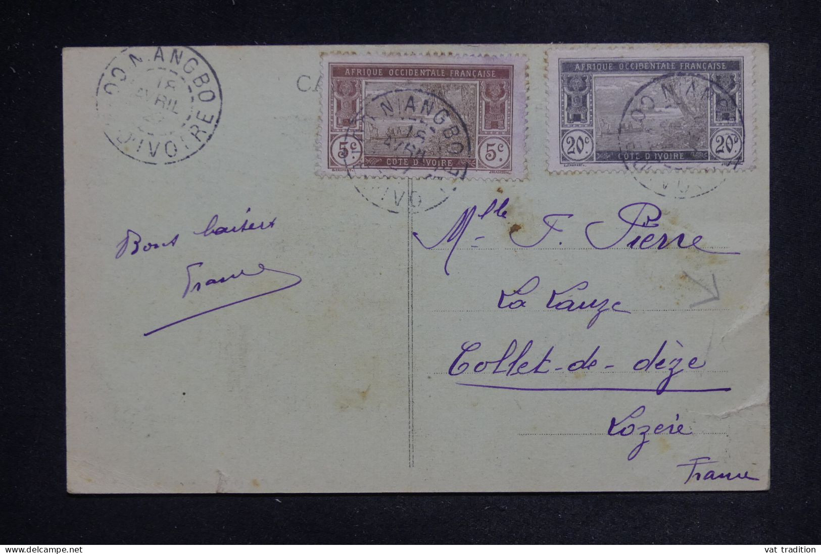 CÔTE D'IVOIRE - Affranchissement De Niangbo Sur Carte Postale Pour La France - Défauts - L 151967 - Covers & Documents