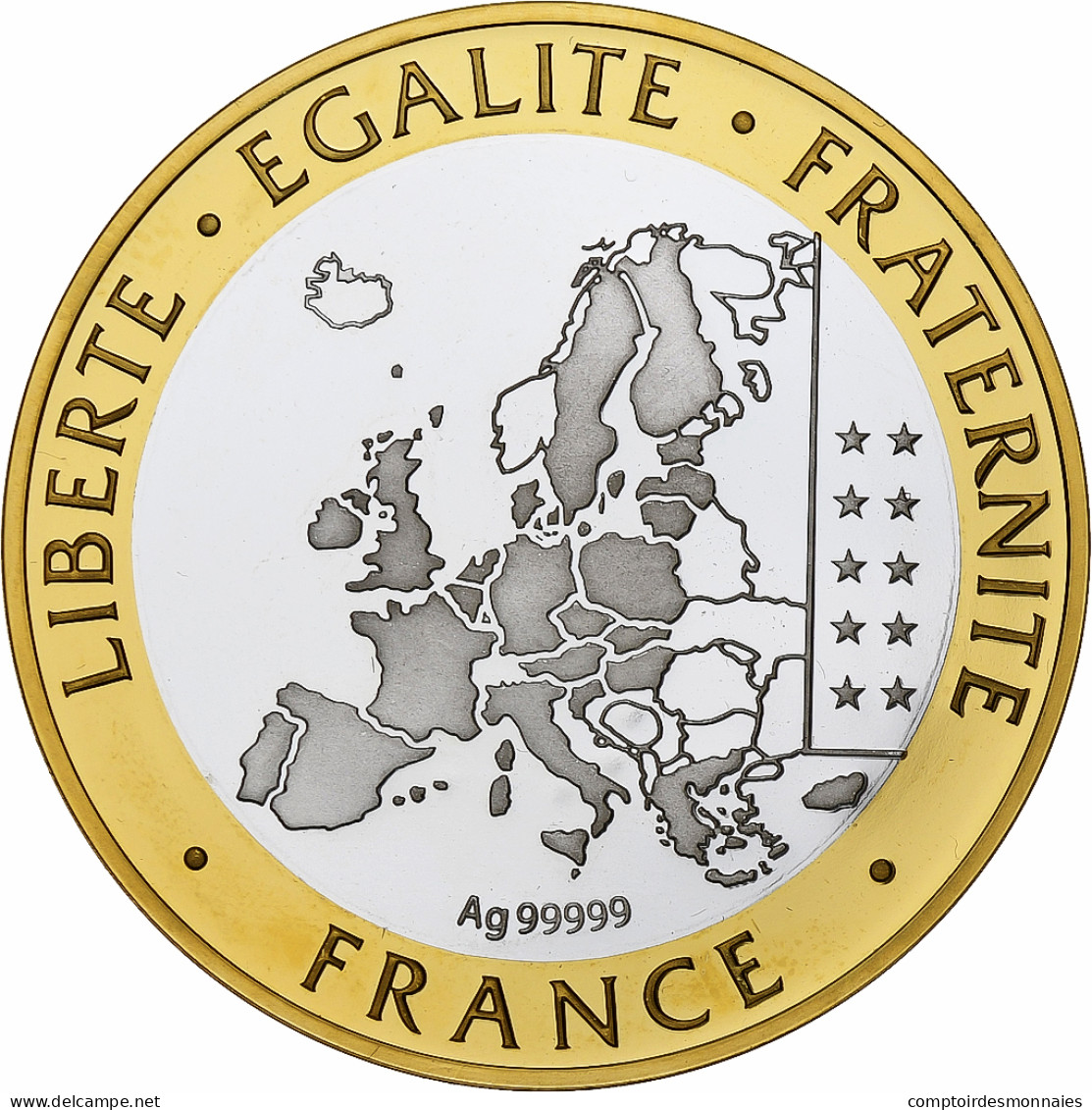 France, Médaille, 15 Ans De L'euro, 2014, Argent, BE, Colourized, FDC - Autres & Non Classés