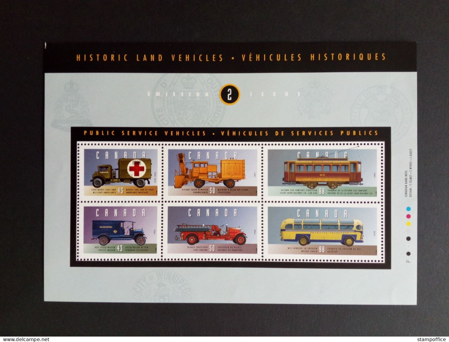 CANADA BLOCK 12 POSTFRISCH(MINT) HISTORISCHE FAHRZEUGE (II) AUTOS 1994 POLIZEI FEUERWEHR KTANKENWAGEN - Bombero