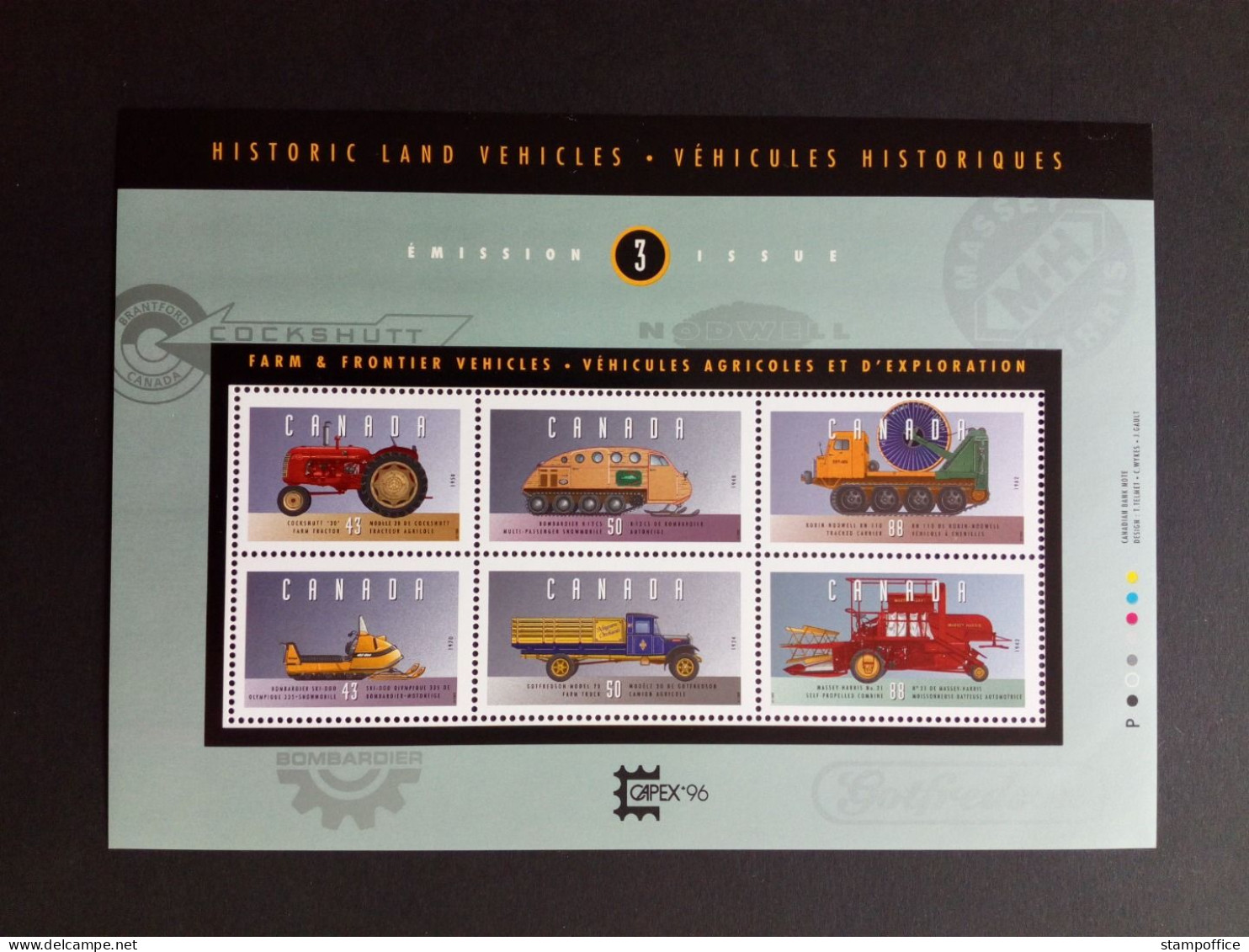 CANADA BLOCK 13 POSTFRISCH(MINT) HISTORISCHE FAHRZEUGE (III) NUTZFAHRZEUGE 1995 TRACKTOR LKW - Blocchi & Foglietti