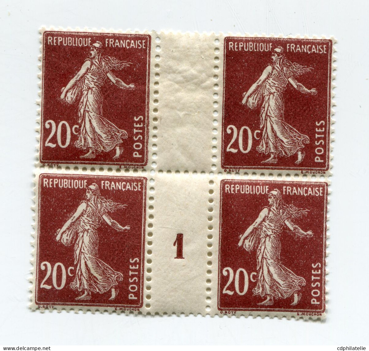 FRANCE N°139 ** TYPE SEMEUSE FOND PLEIN EN BLOC DE 4 AVEC MILLESIME 1 ( 1921 ) - Millesimes