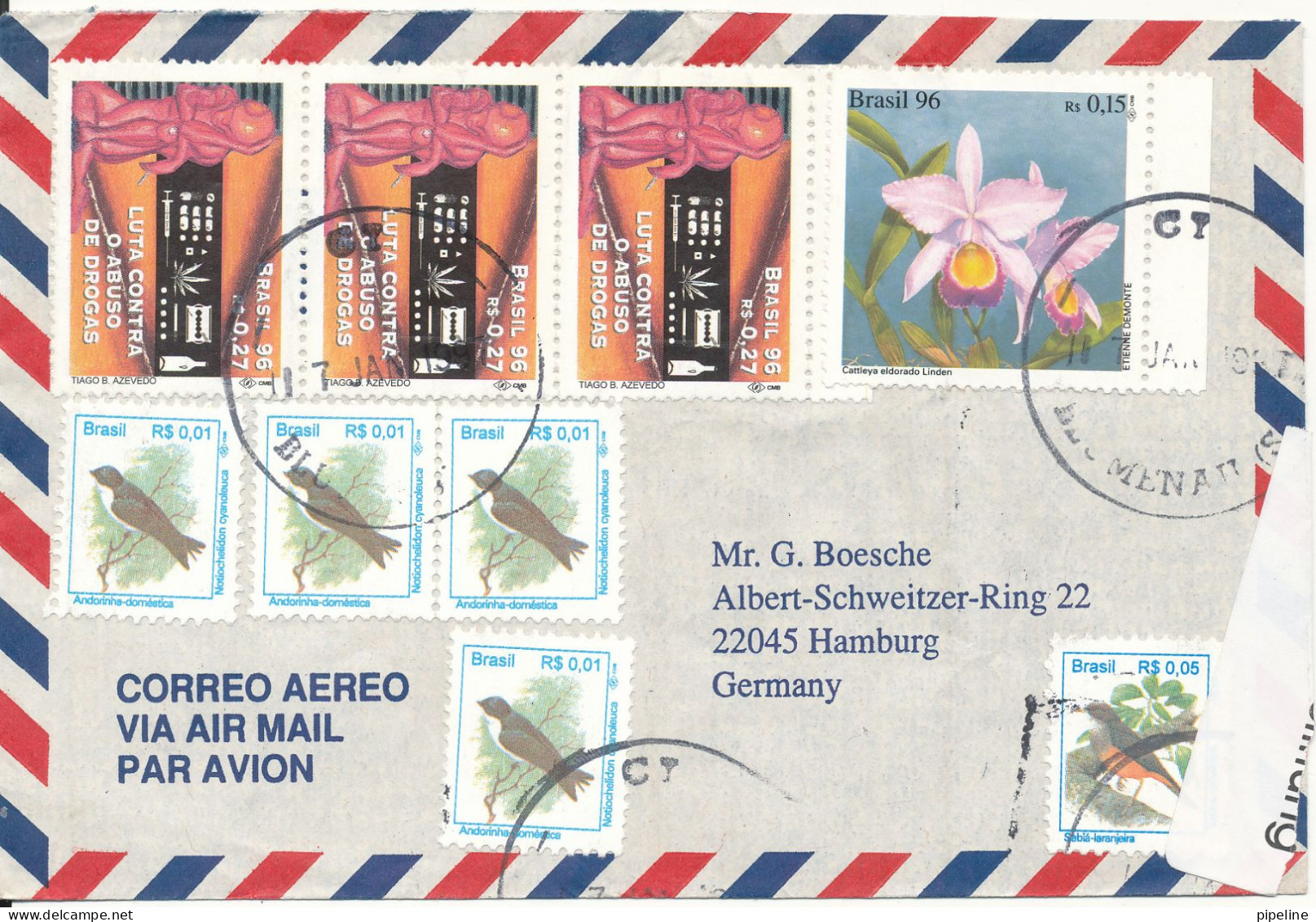 Brazil Air Mail Cover Sent To Germany 17-1-1997 Topic Stamps - Poste Aérienne