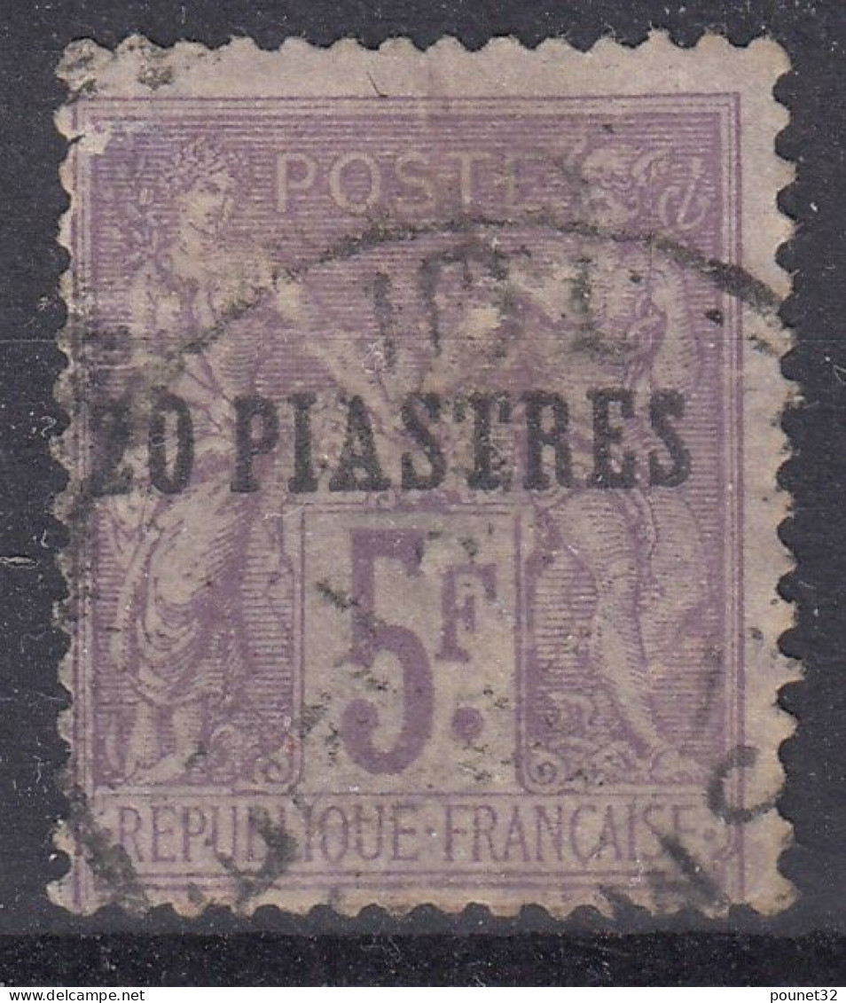 TIMBRE LEVANT SAGE 5F SURCHARGE 20 PIASTRES N° 8 OBLITERE - DEFECTUEUX - COTE 90 € - Used Stamps