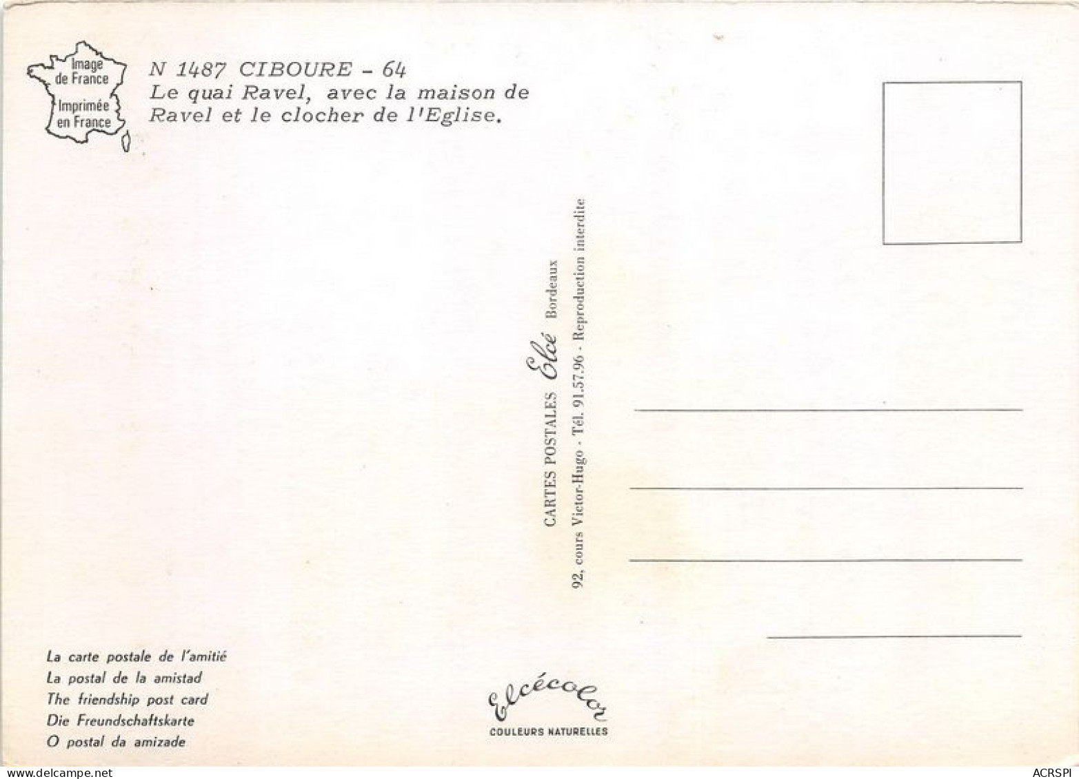CIBOURE Le Quai Ravel Avec La Maison De Ravel Et Le Clocher De L Eglise 15(scan Recto-verso) MA1305 - Ciboure