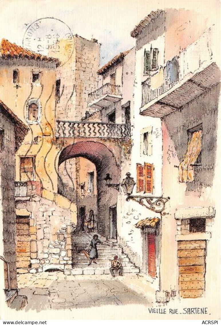 SARTENE Rue Sartene Aquarelle Originale De Robert Lepine 3(scan Recto-verso) MA1326 - Sartene