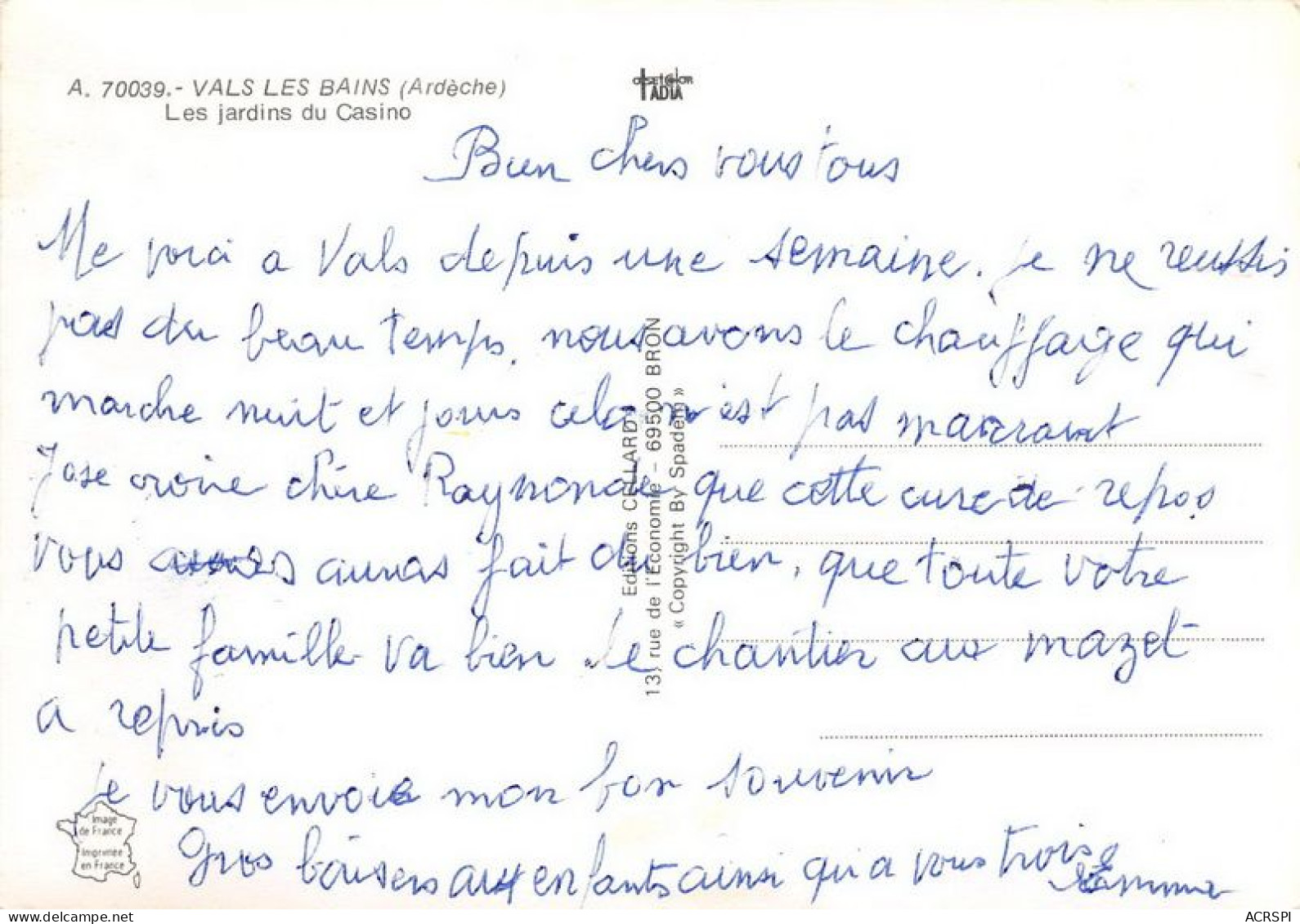 VALS LES BAINS Les Jardins Du Casino 18(scan Recto-verso) MA1363 - Vals Les Bains