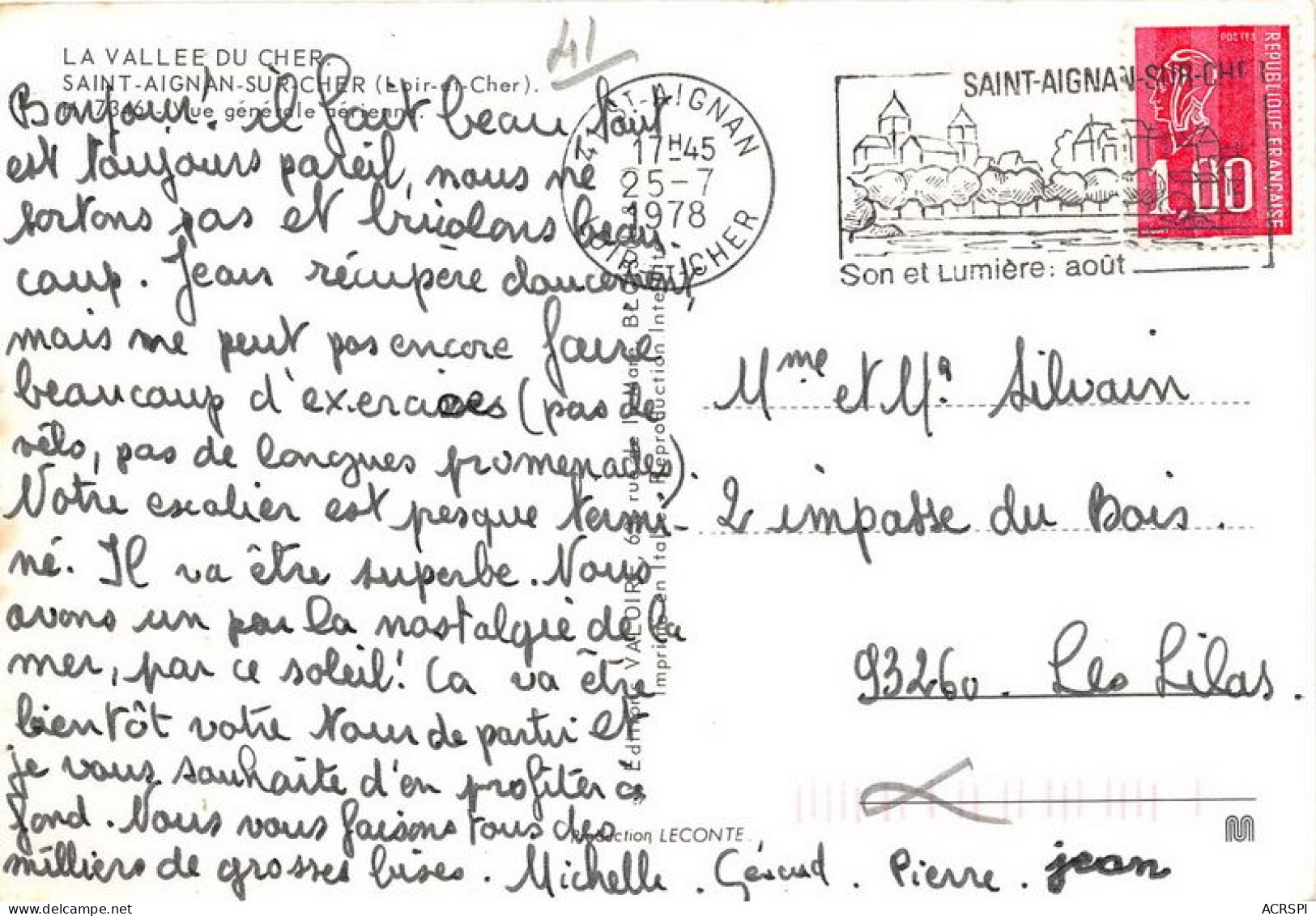 SAINT AIGNAN SUR CHER Vue Generale Aerienne 26(scan Recto-verso) MA1379 - Saint Aignan