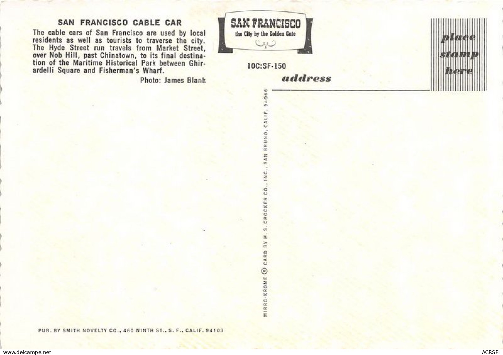 CABLE CAR ON SAN FRANCISCO HILL 25(scan Recto-verso) MA1371 - San Francisco