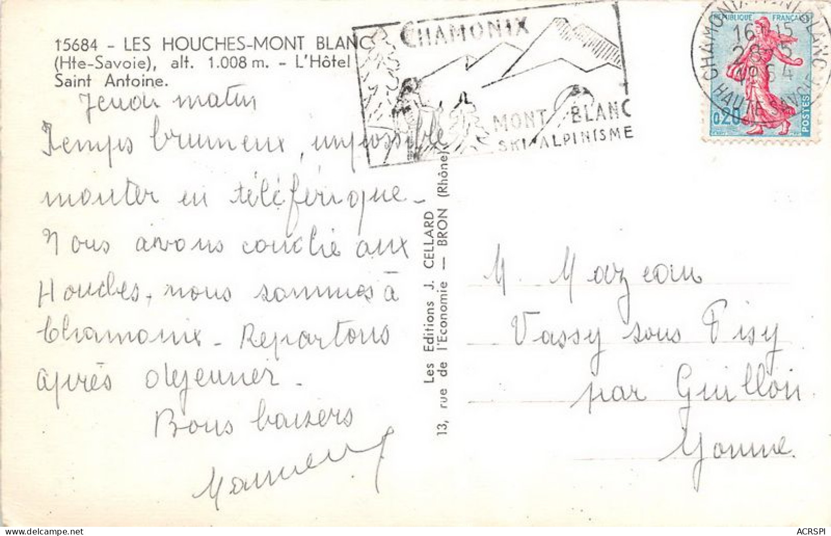 LES HOUCHES L Hotel Saint Antoine 8(scan Recto-verso) MA1398 - Les Houches