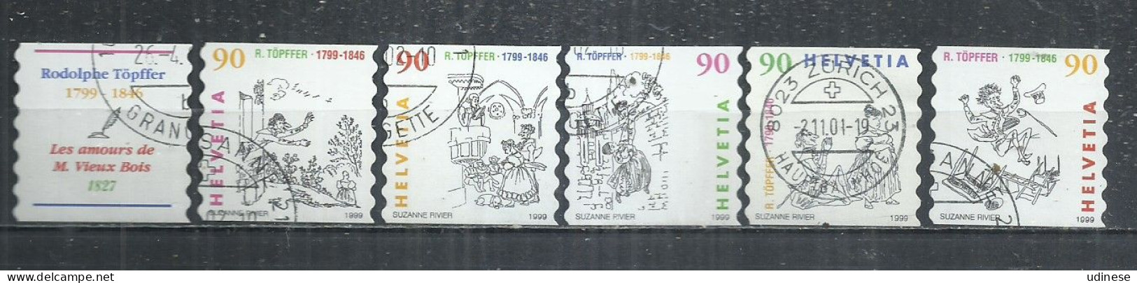 SWITZERLAND 1999 - DRAWINGS "DIE LIEBESABENTEUER DES MONSIEUR VIEUX BO IS" - CPL. SET - USED OBLITERE GESTEMPELT USADO - Gebruikt