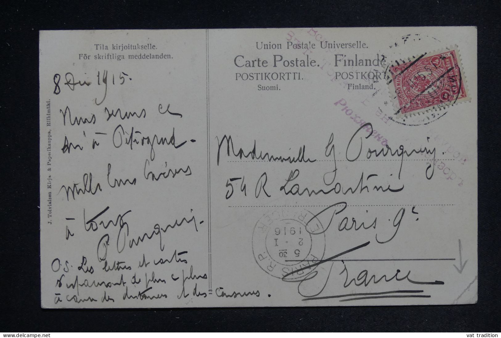 FINLANDE - Affranchissement Occupation Russe Sur Carte Postale De Riihimâki Pour La France En 1916 - L 151971 - Briefe U. Dokumente