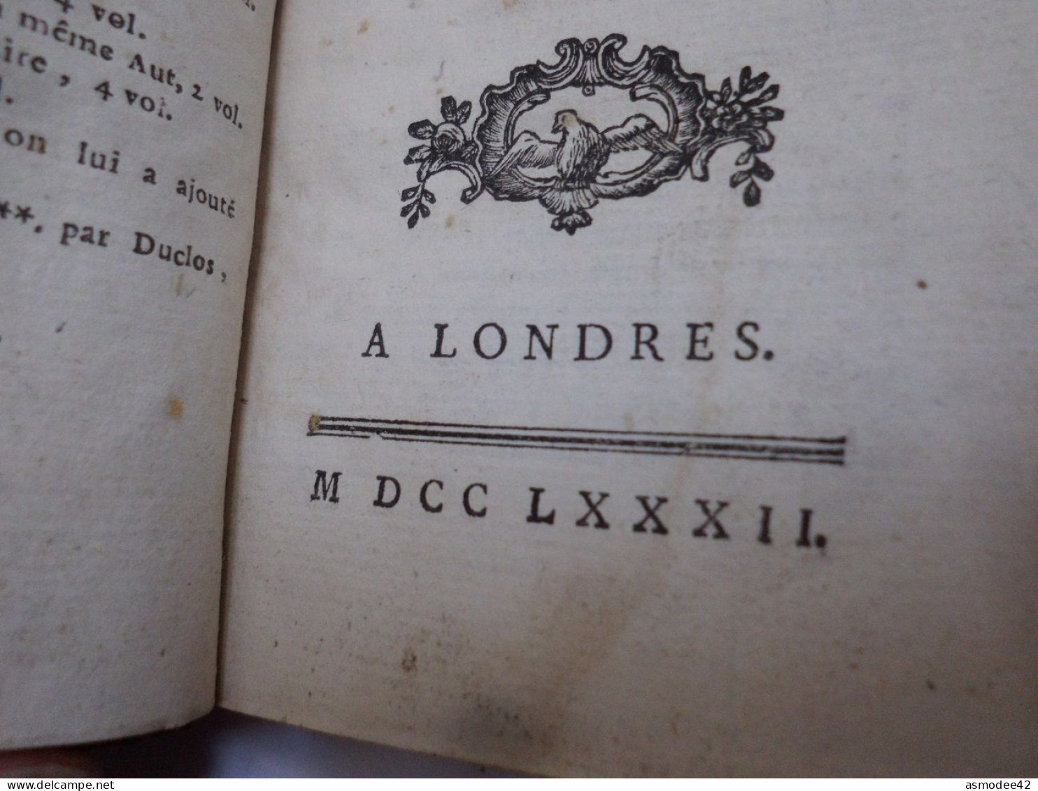 LES CONTES DES FEES PAR MADAME D AULNOY 1782  LONDRES   TOME 1 SEUL  LIVRE ANCIEN XVIIIème  DIM 12,5 X 7,5cm