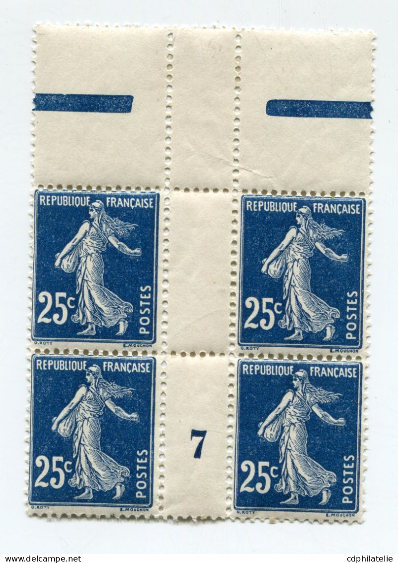 FRANCE N°140 ** EN BLOC DE 4 AVEC MILLESIME 7 ( 1907 ) - Millesimes