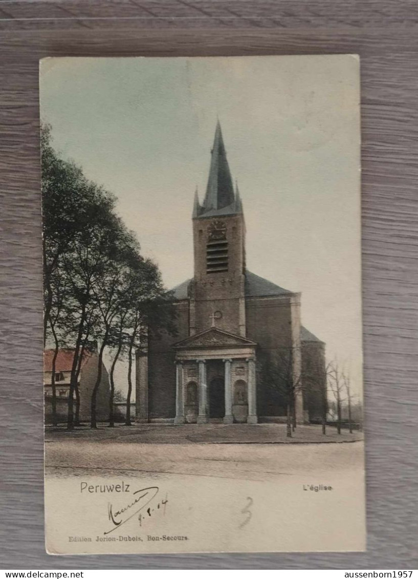 Peruwelz : L église : Carte Dos Non Divisé, Envoyée En 1904 - Péruwelz