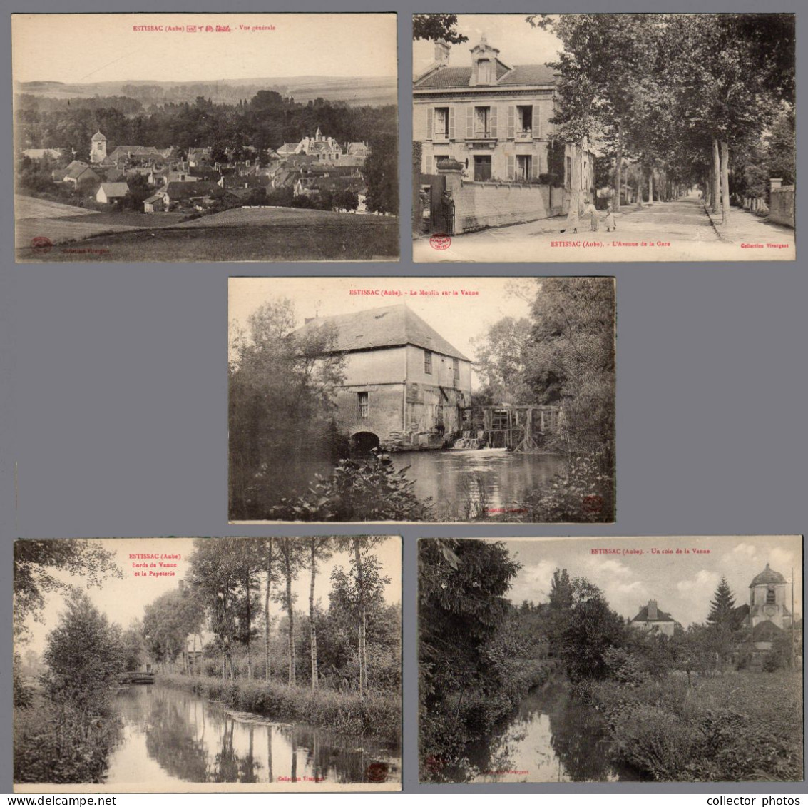 Estissac (Aube), France 1900s. Set Of 5 Unused Genuine Postcards [de42665] - Collections & Lots