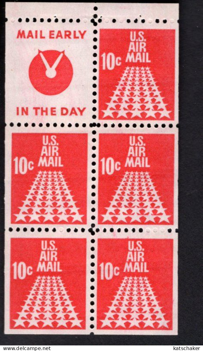 2010590231 1968 SCOTT C72C (XX)  POSTFRIS MINT NEVER HINGED - BOOKLET PANE FIFTY-STAR RUNWAY + LABEL - 3b. 1961-... Nuovi