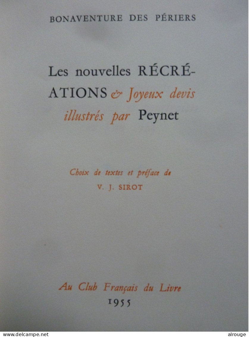 Les Nouvelles Récréations, Joyeux Devis Illustré Par Peynet, Bonaventure Des Périers - 1901-1940
