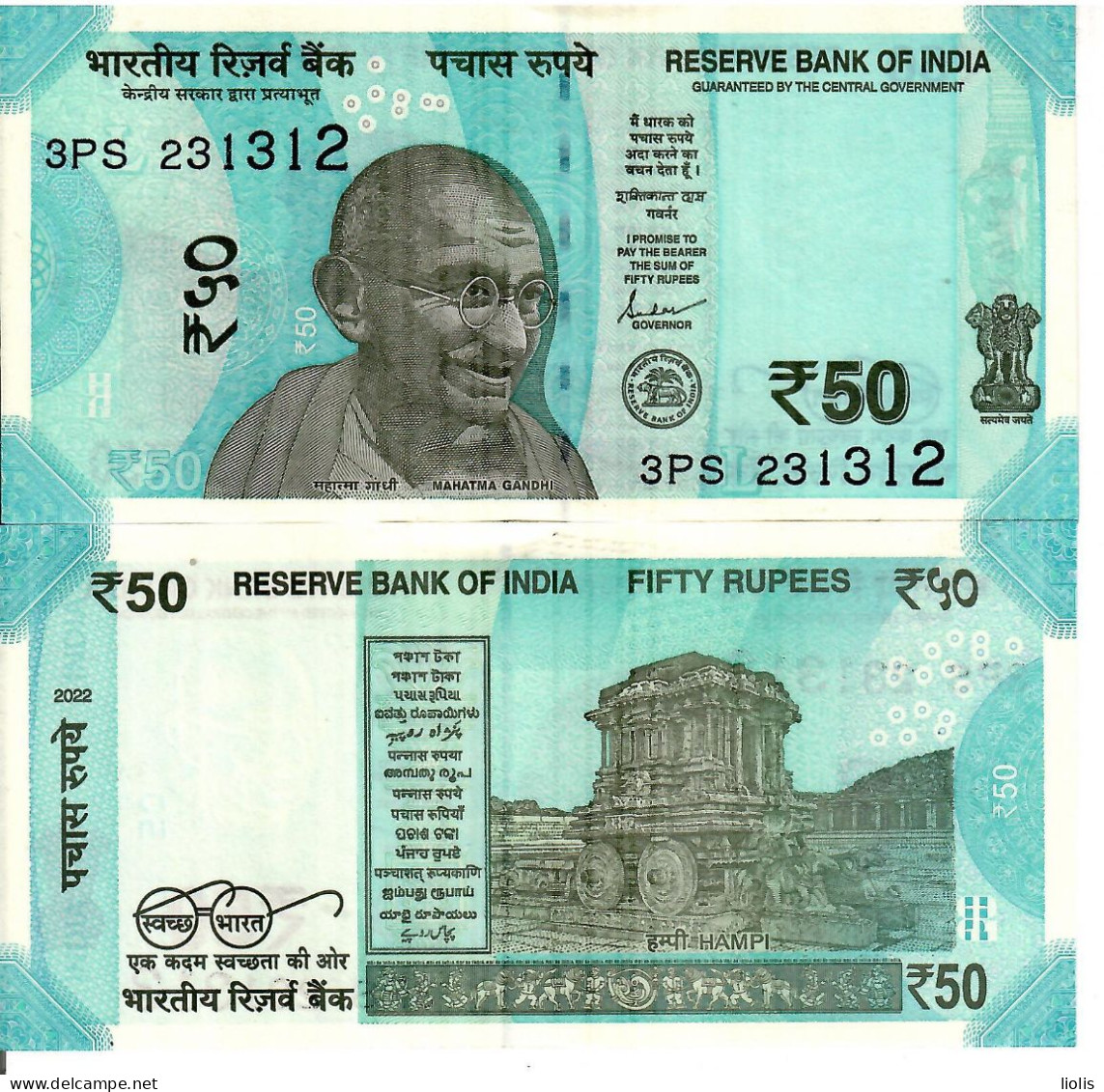 India    50 Rupees 2022  Litter L UNC - Indien