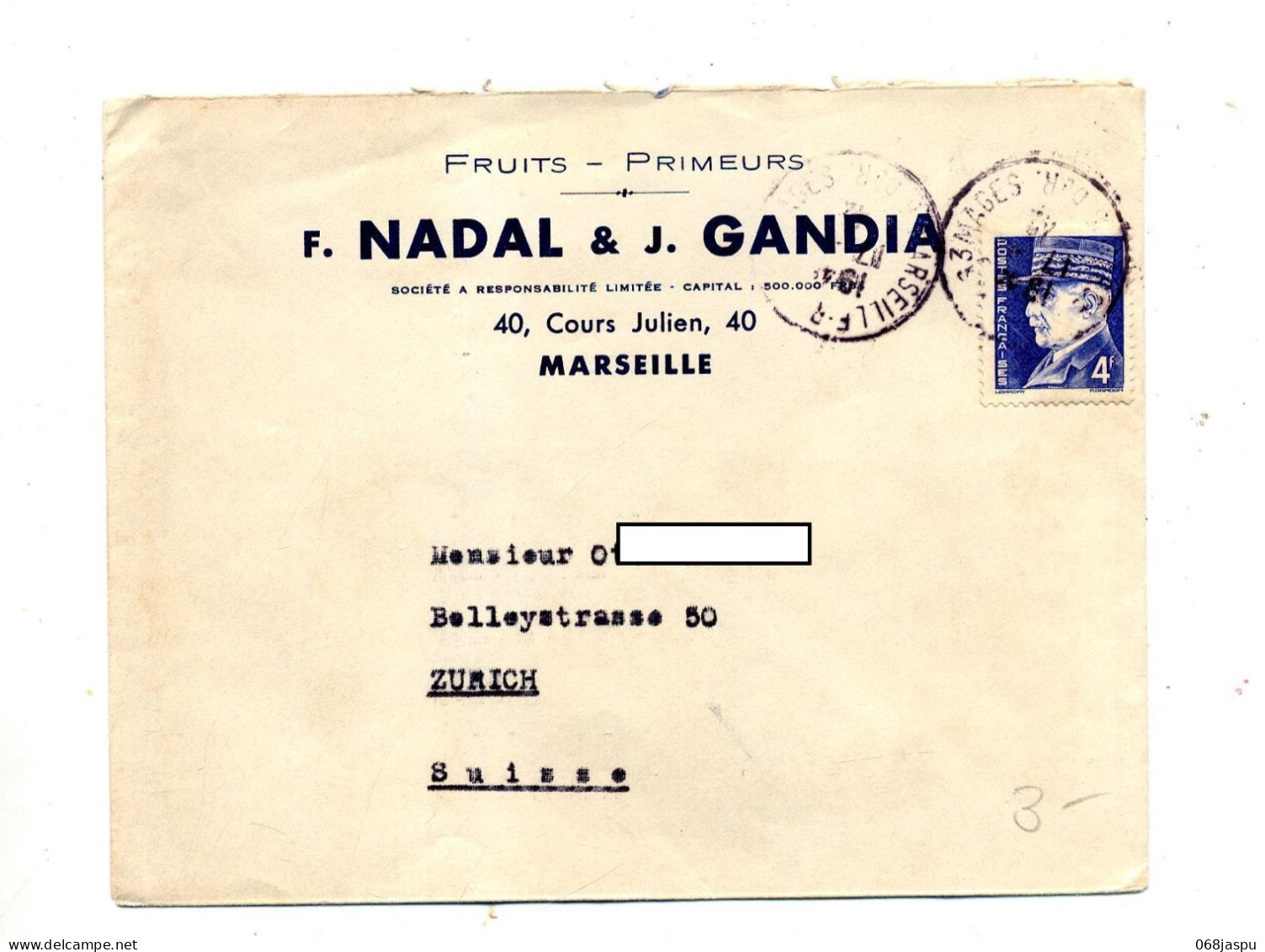 Lettre  Cachet Marseille Sur Petain - Bolli Manuali