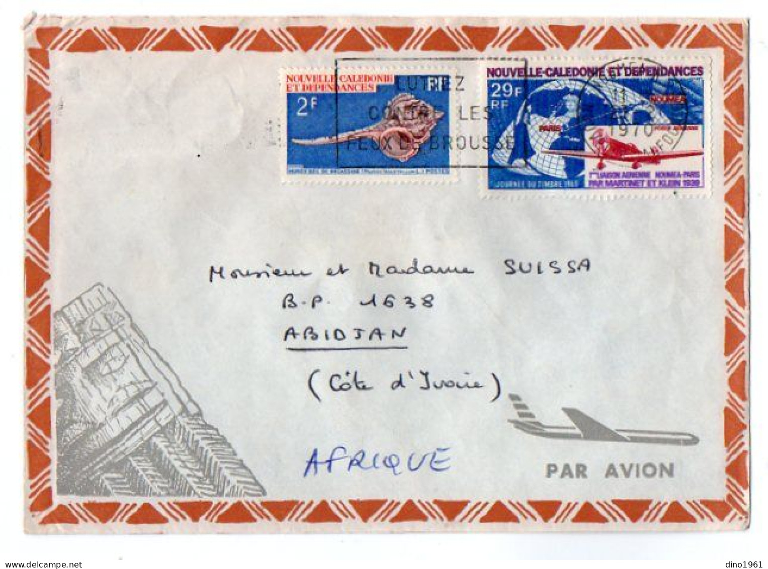TB 4774 - 1970 - LSC - Lettre Par Avion De NOUMEA ( Nouvelle - Calédonie ) Pour ABIDJAN ( Côte D'Ivoire ) - Storia Postale