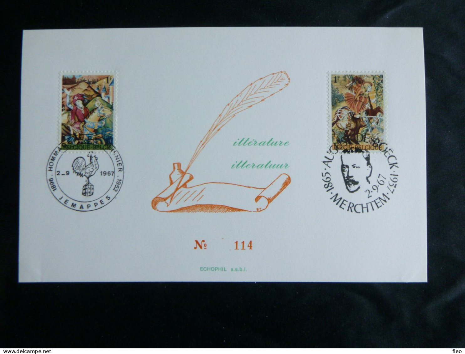 1967 1425 & 1426 FDC ECHOPHIL FIRST (Merchtem & Jemappes) :  " Fondation Charles Plisnier & Stichting Lodewijk De Raet " - 1961-1970