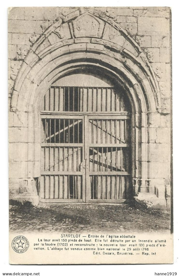 Stavelot Entrée De L' Eglise Abbatiale Cachet 1930 Cascade Coo Htje - Stavelot