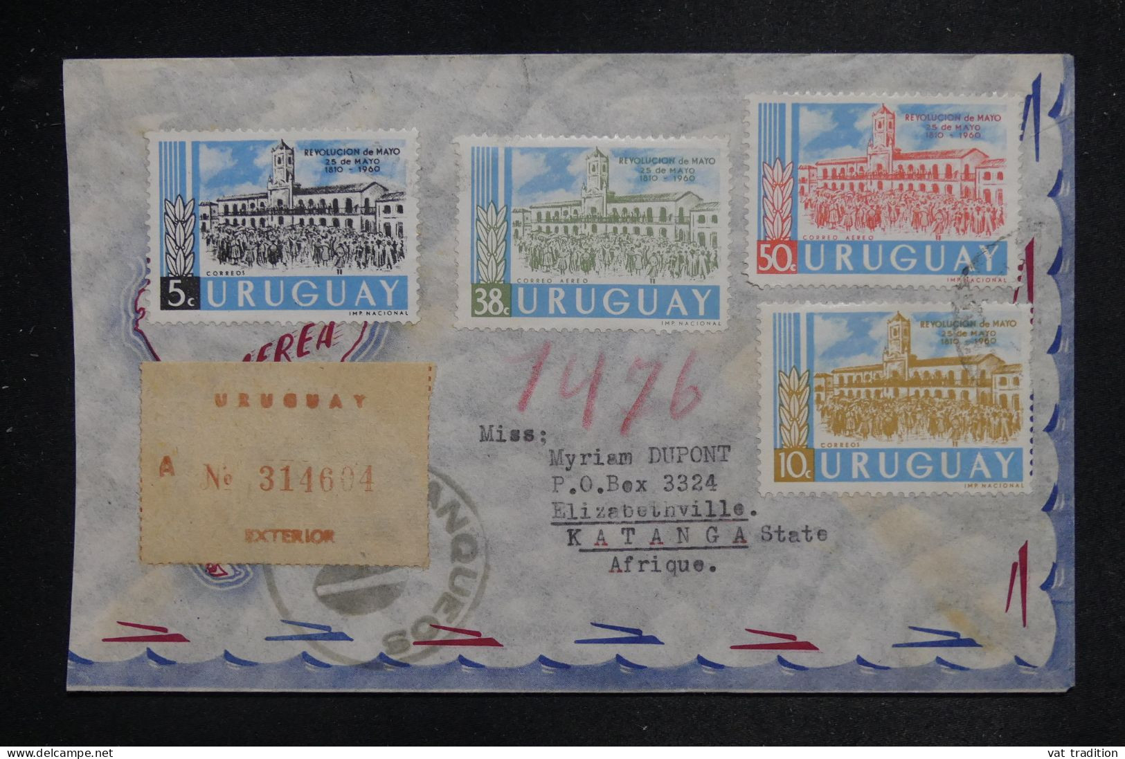 URUGUAY - Enveloppe En Recommandé De Montevideo Pour Le Congo Belge  - L 151980 - Uruguay