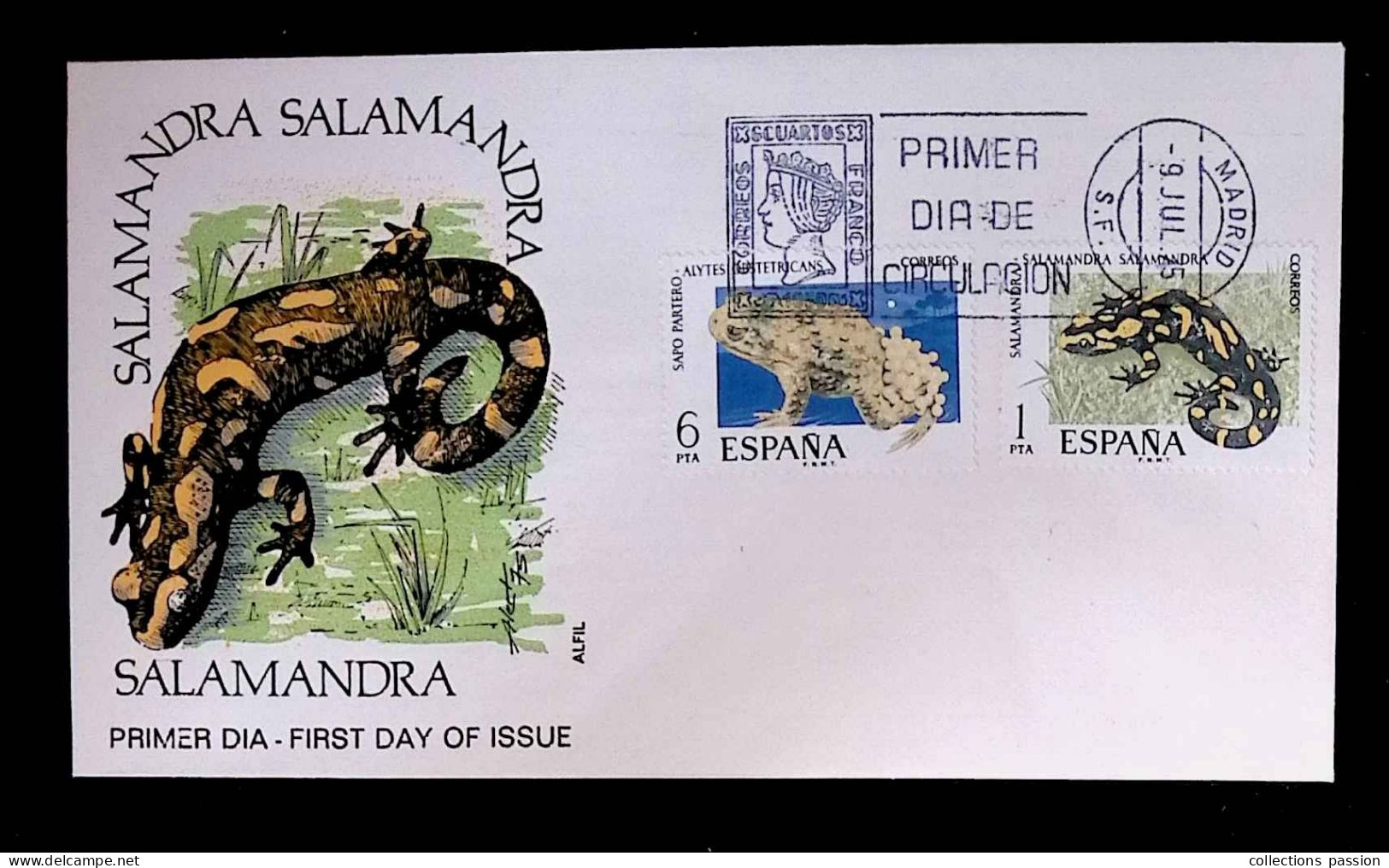 CL, FDC, Premier Jour, Primer Dia De Circulacion, Espana, Espagne, Madrid, 9 Jul. 1975, Salamandra - FDC