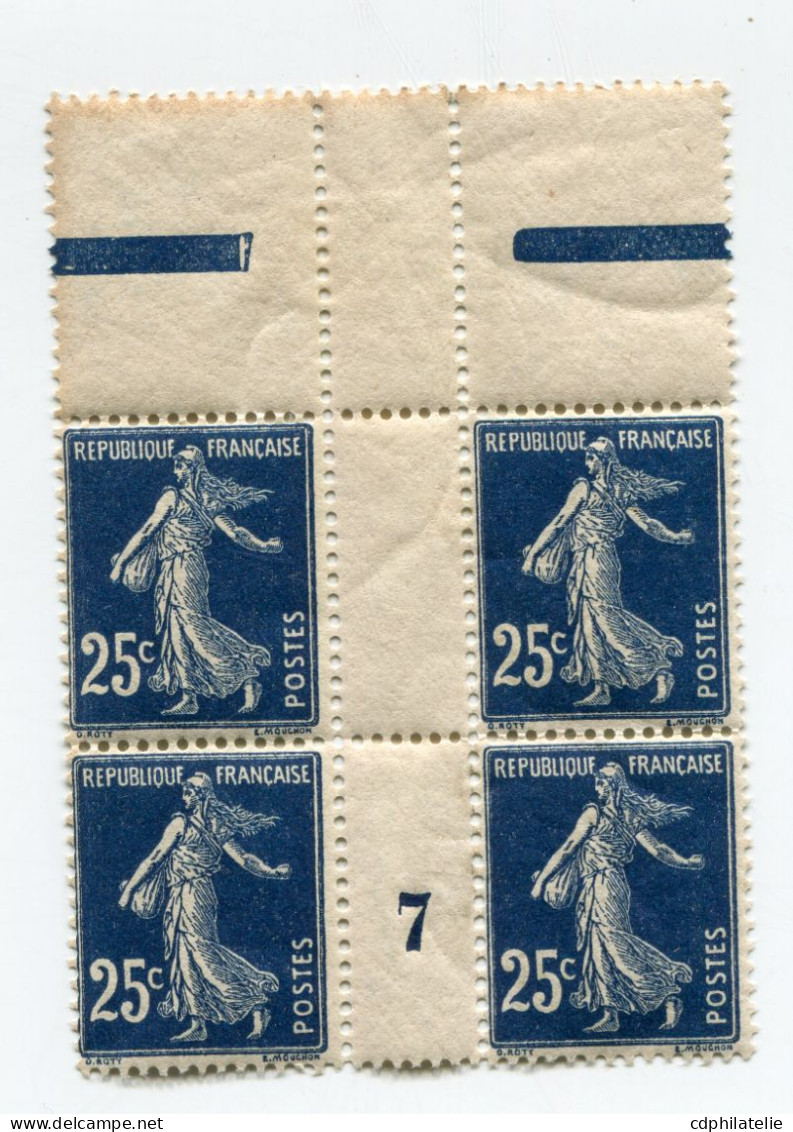 FRANCE N°140b ** EN BLOC DE 4 AVEC MILLESIME 7 ( 1907 ) - Millesimes