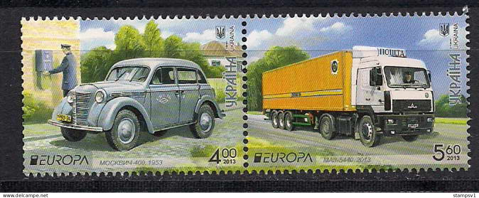 Ukraine 2013 Europa. Postman Van. Mi 1334-35A Zd - Ukraine