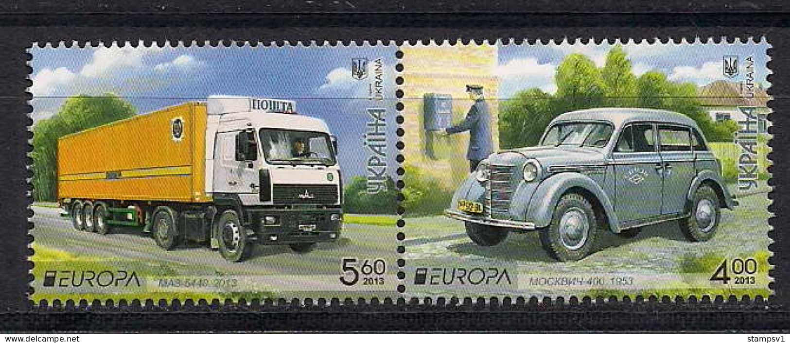 Ukraine 2013 Europa. Postman Van. Mi 1334-35A Zd 2 - 2013