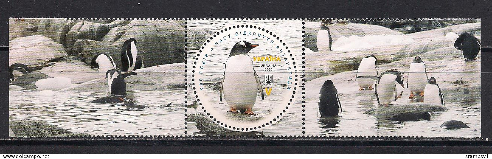 Ukraine 2020 Bicentenary Of The Discovery Of Antarctica. Penguins. Stamp Wit Labels. Mi 1857 - Pinguine