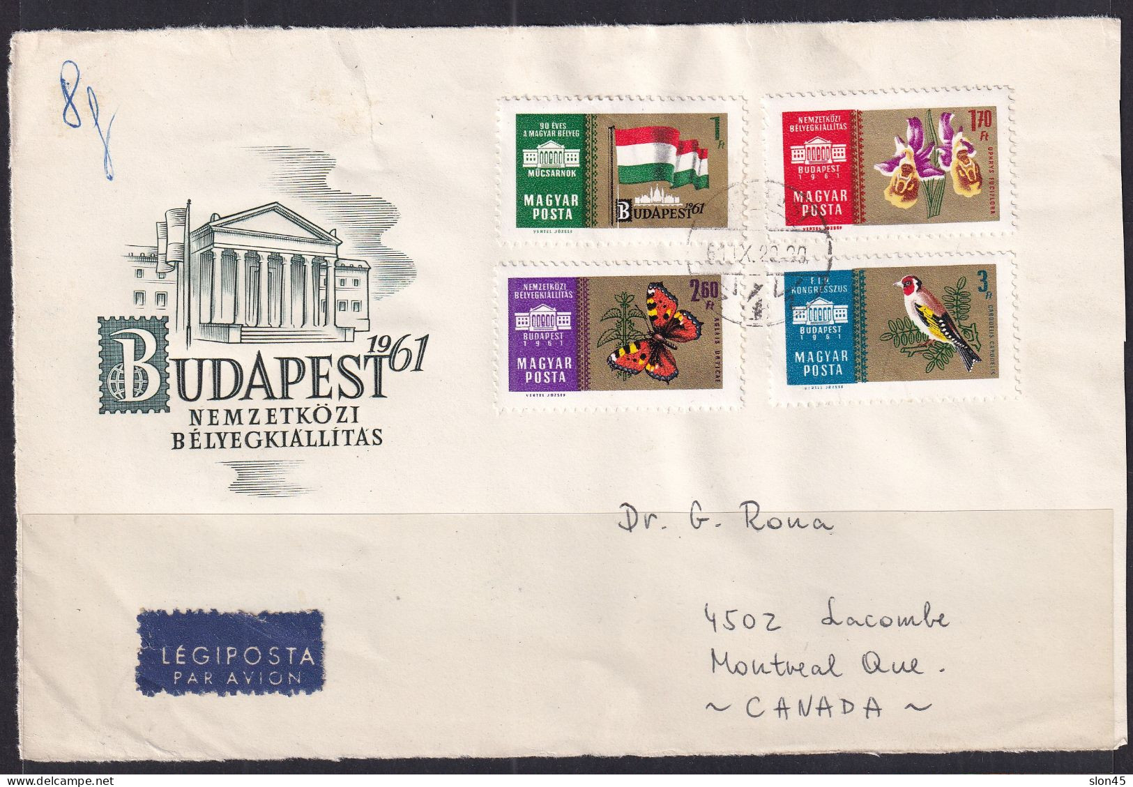 Hungary 1961 Front Part Of Cover Complete Set 16063 - Lettres & Documents