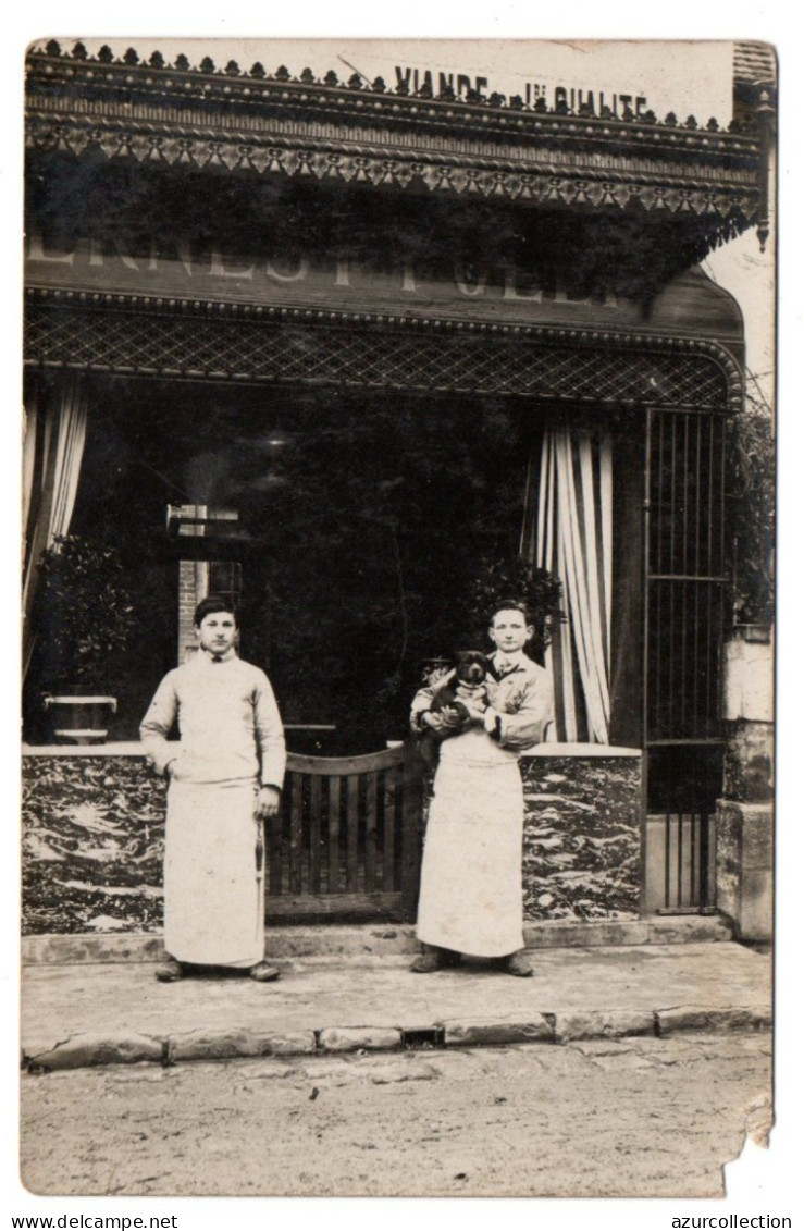 Devanture Boucherie. Maison Tolet. Carte Photo Animée Non Située - Negozi