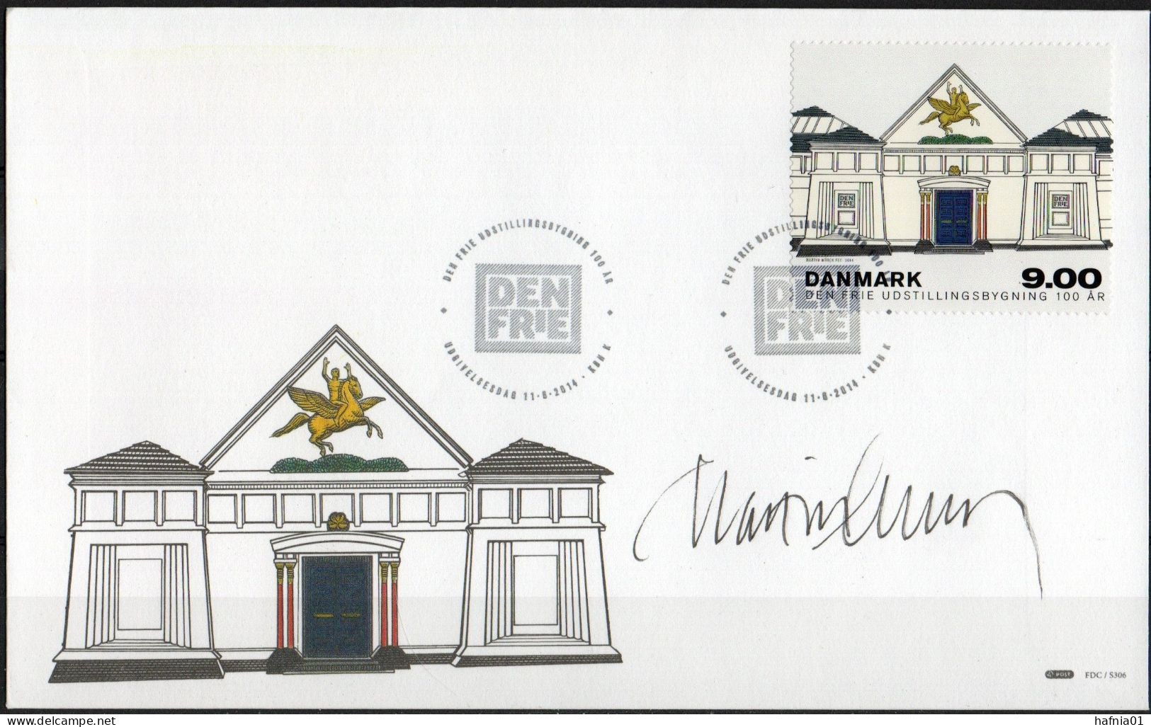 Martin Mörck. Denmark 2014. 100 Anniv Art House " Den Frie Udstillingsbygning". Michel 1790. FDC. Signed. - FDC