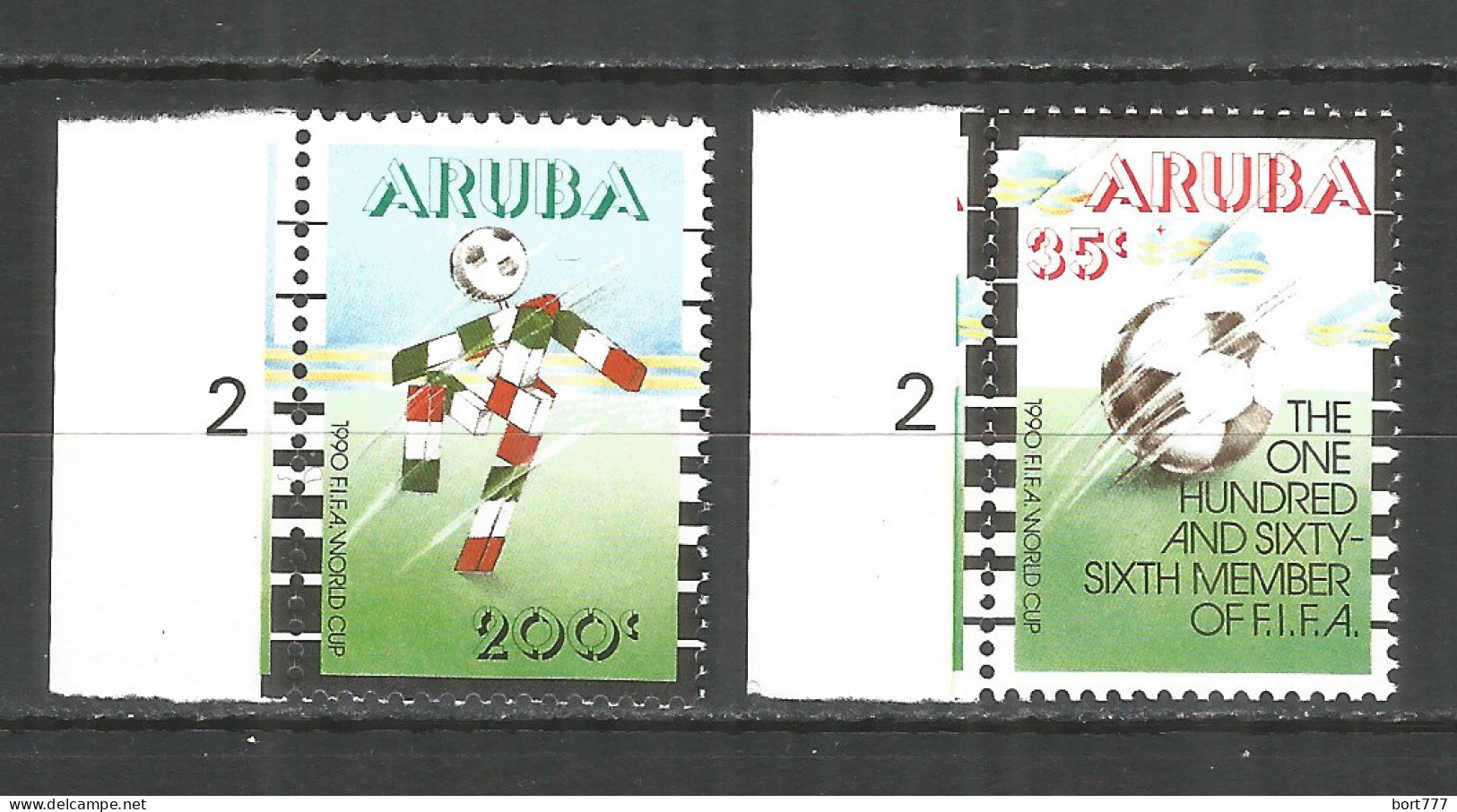 NETHERLANDS ARUBA 1990 Year , Mint Stamps MNH (**)   Michel# 76-77 Soccer - Curacao, Netherlands Antilles, Aruba