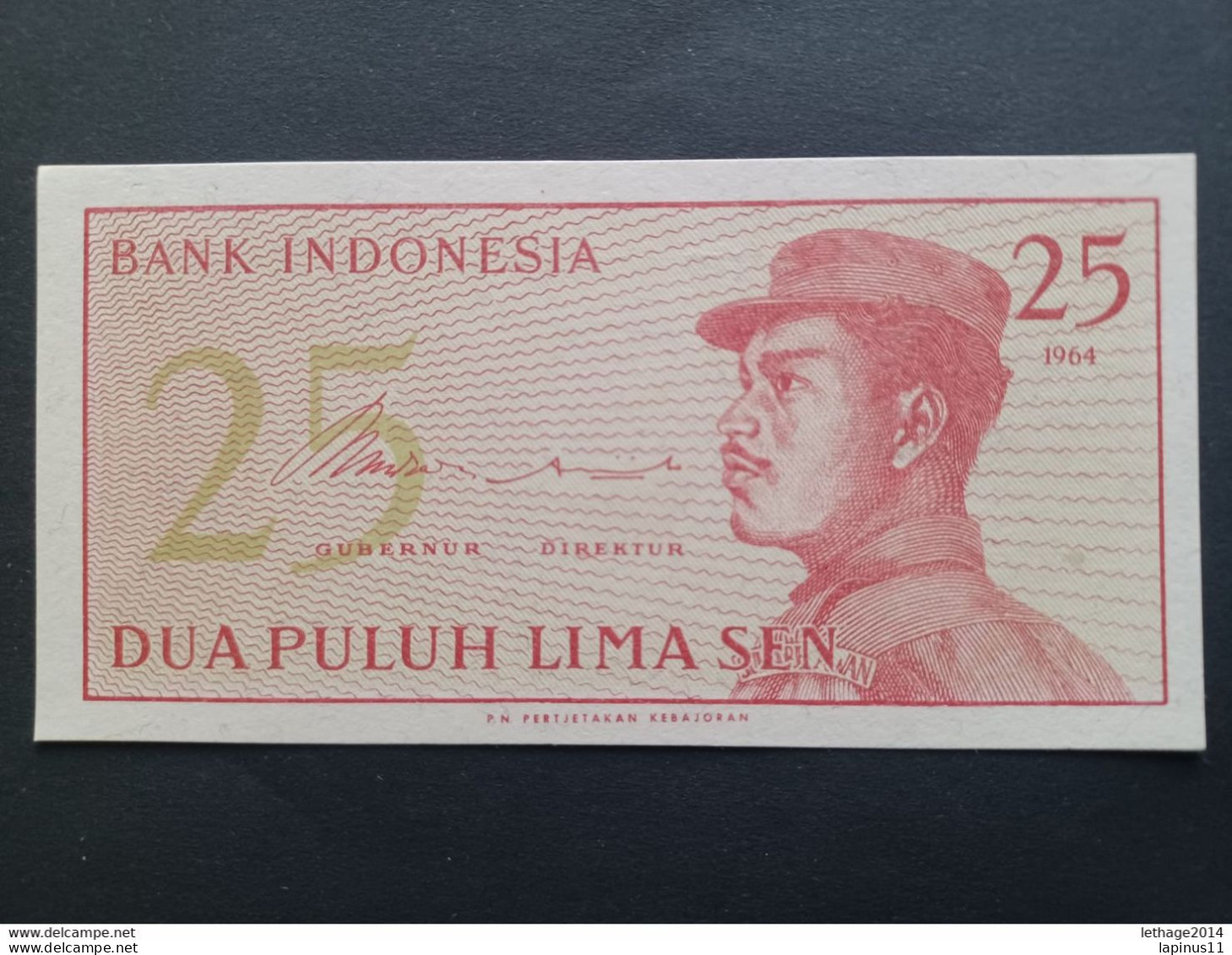 BANKNOTE INDONESIA 25 DUA PULUH LIMA SEN 1964 SERIE BYW UNCIRCULATED - Indocina