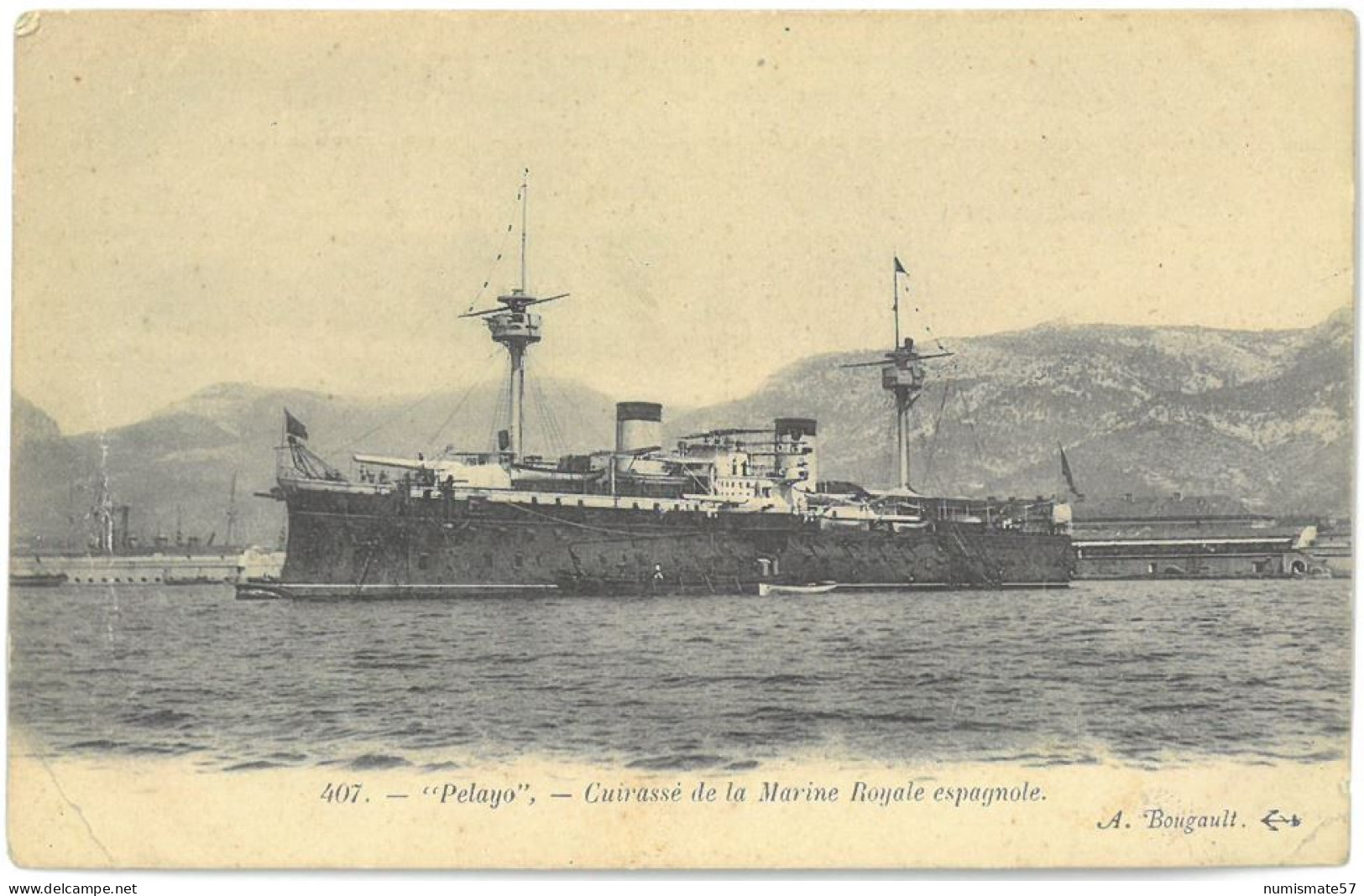 CPA PELAYO - Cuirassé De La Marine Espagnole - ( Espagne - Spain - España ) - Ed. A. Bougault N°407 - Oorlog