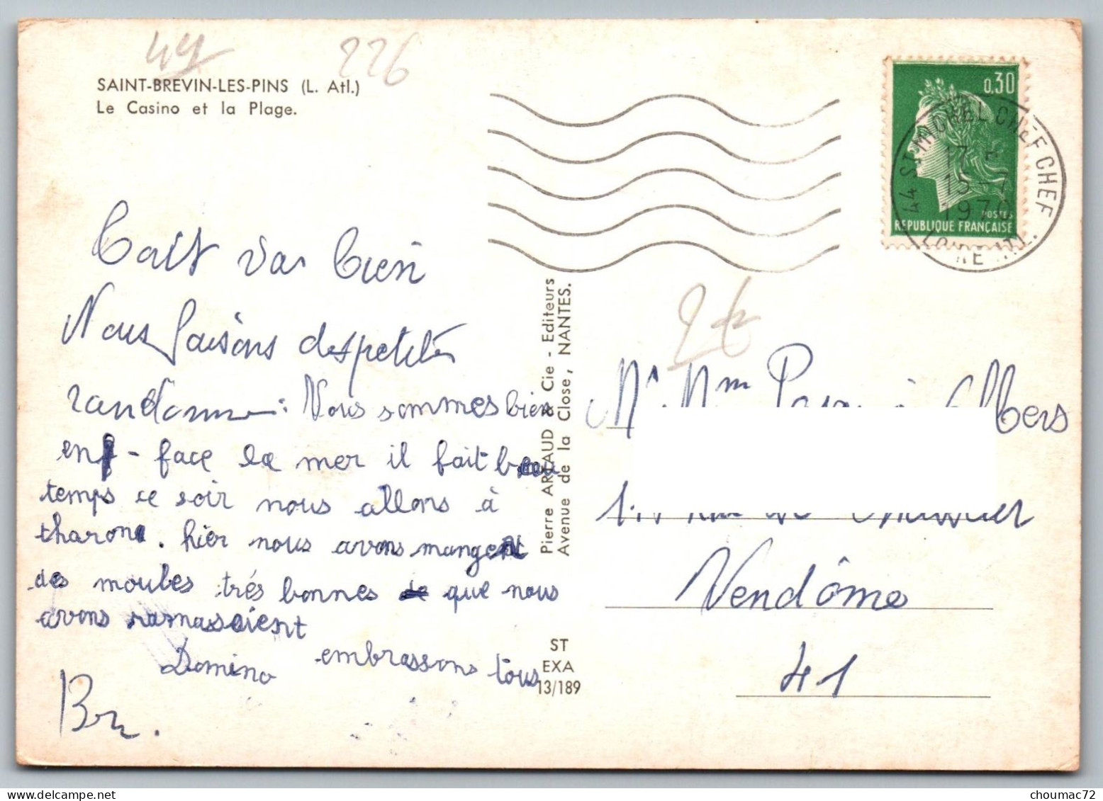 GF (44) 226, Saint St Brévin Les Pins, Artaud 13/189, Le Casino Et La Plage - Saint-Brevin-les-Pins