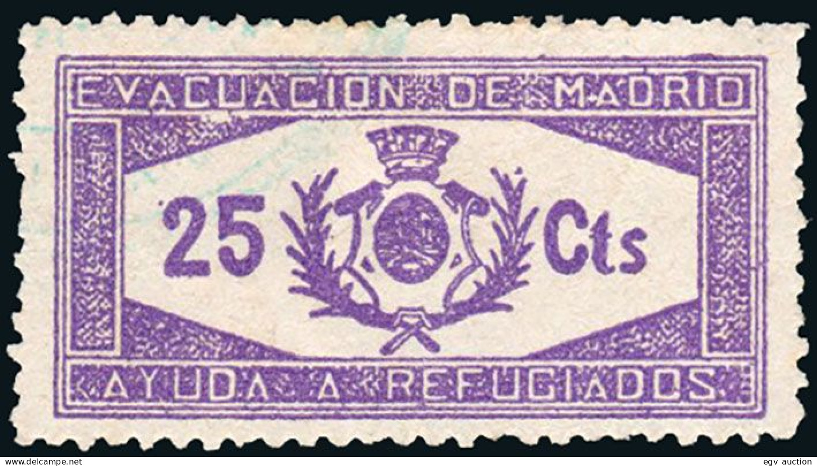 Madrid - Guerra Civil - Em. Local Republicana - Allepuz (*) 79 - "25 Cts. Evacuación De Madrid" - Republican Issues