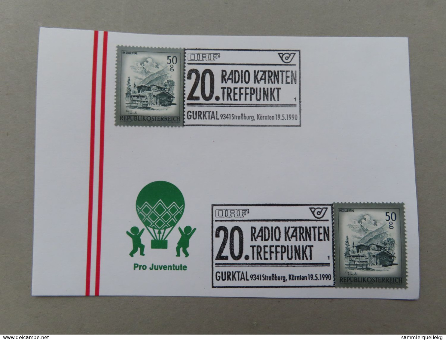 Österreich Pro Juventute - Mit Sonderstempel 19. 5.1990  Gurktal, 20. Treffpunkt Radio Kärnten (Nr.607) - Sonstige & Ohne Zuordnung