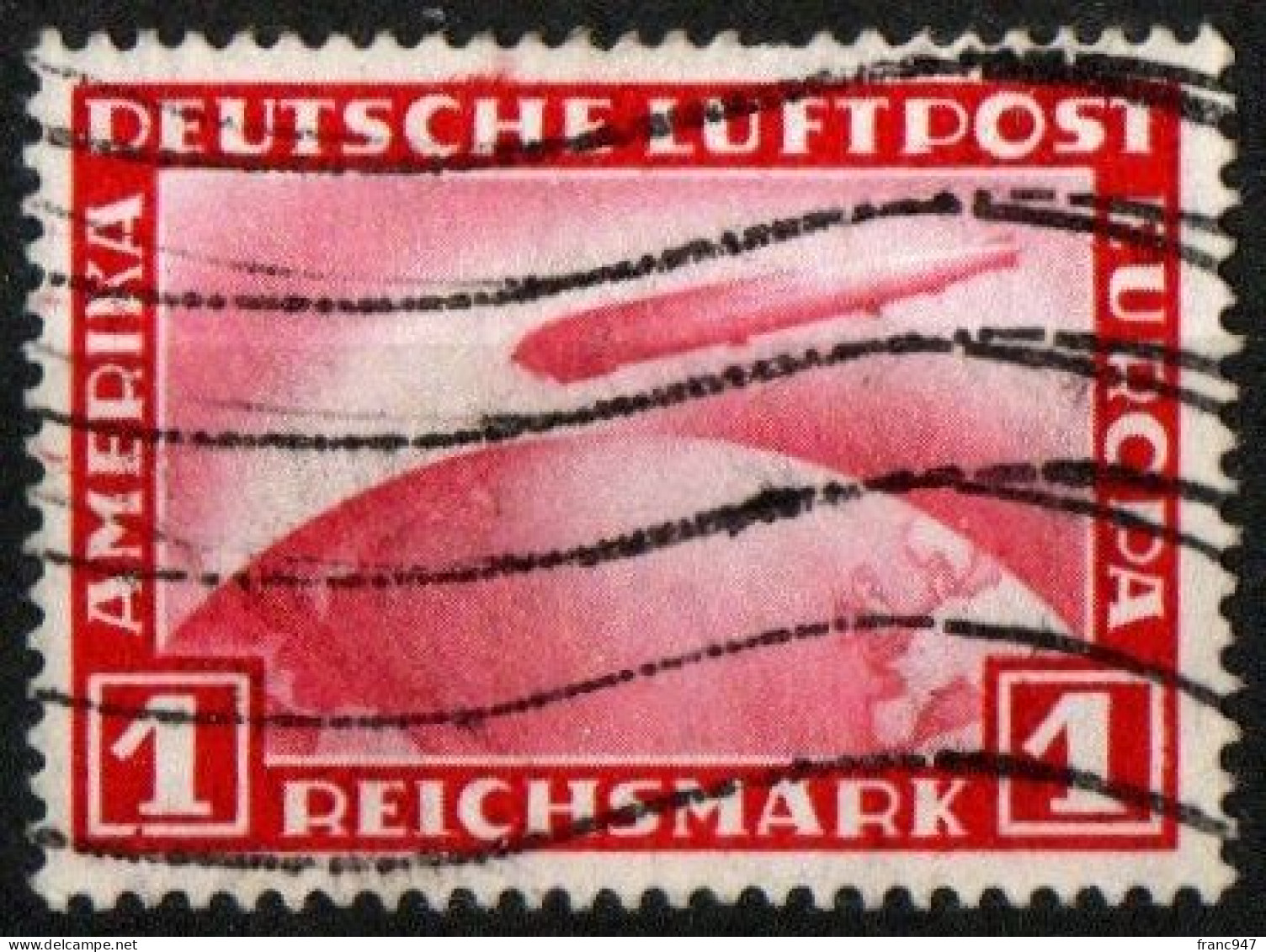 GERMANIA - 1931 Zeppelin 1m Rosso - Unificato A35 USATO - Posta Aerea & Zeppelin