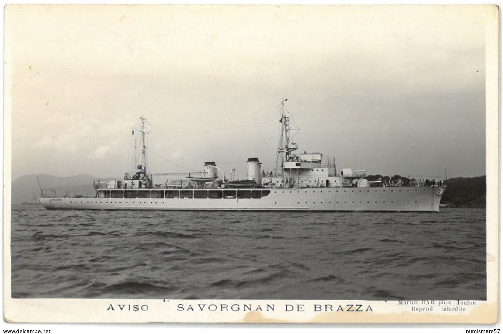 CPA AVISO SAVORGNAN DE BRAZZA ( AMIRAL CHARNER Sur La Photo - Erreur !!! ) - Guerra