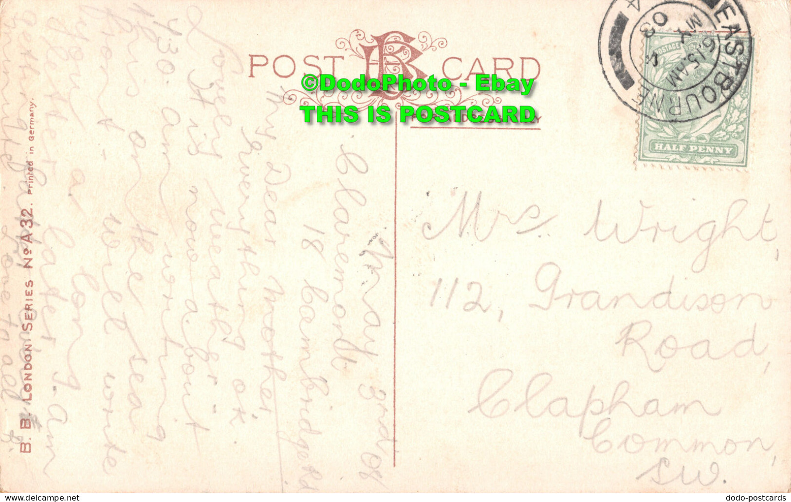 R394152 Derwentwater And Skiddaw. B. B. London Series No. A32. 1903 - Other & Unclassified