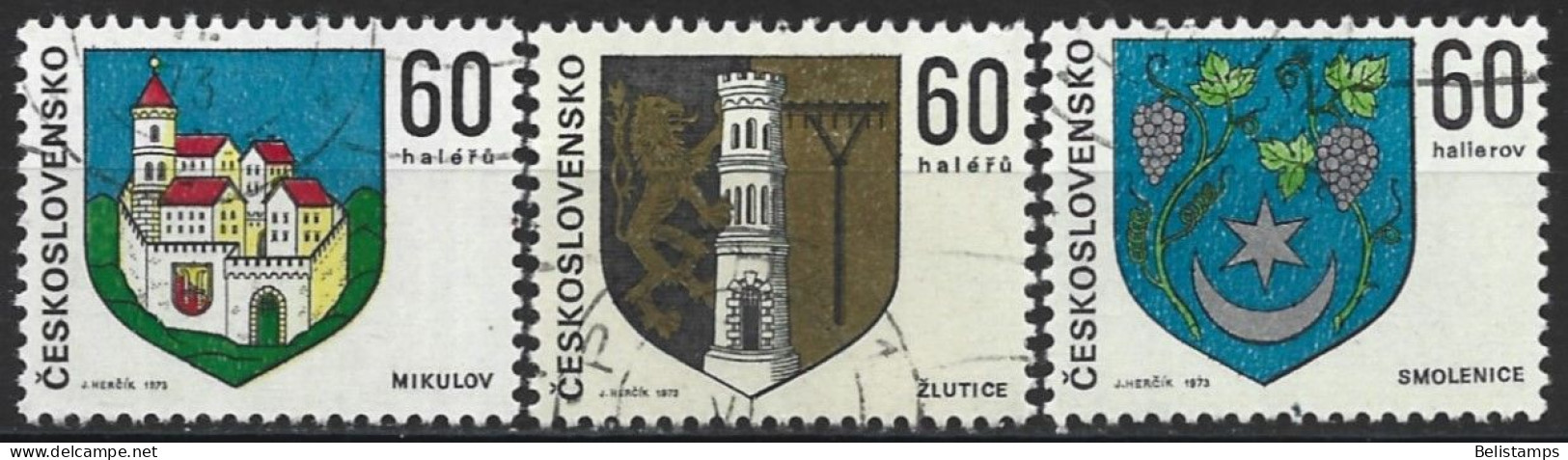 Czechoslovakia 1973. Scott #1886-8 (U) Coat Of Arms Of Czechoslovakian Cities  (Complete Set) - Gebruikt