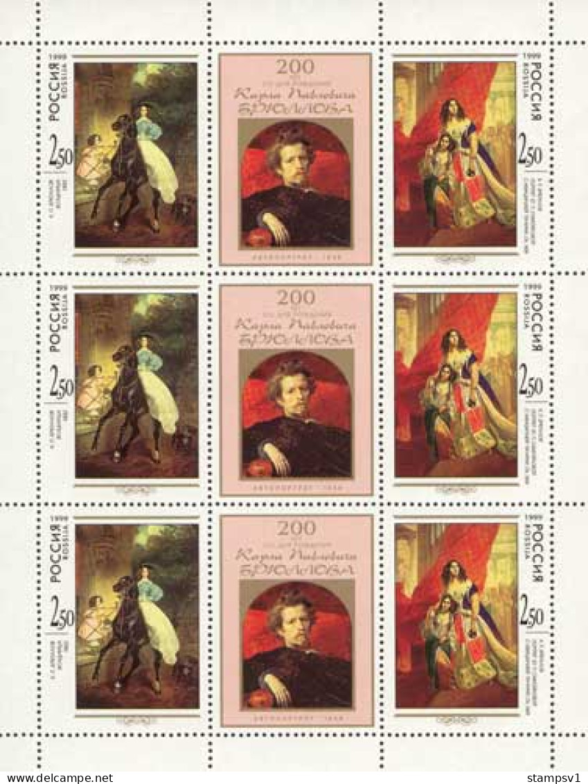 Russia 1999 Birth Bicentenary Of K.P.Bryullov. Mi 742 Klb - Nuevos